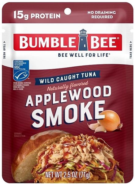 Bumble Bee Applewood Smoke Seasoned Tuna, 2.5 oz Pouch, 15g Protein, Gluten Free