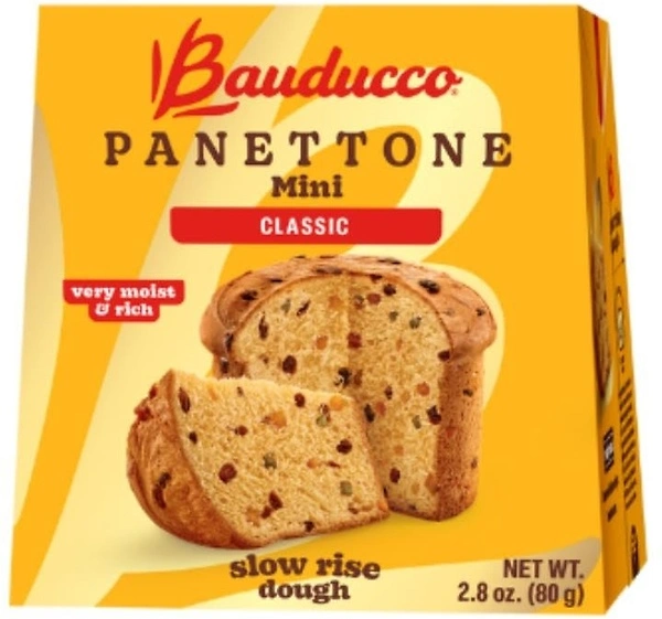 Bauducco Mini Panettone, Traditional Recipe With Candied Fruit & Raisins, 2.8oz