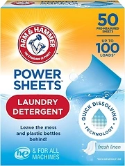 Arm & Hammer Power Sheets Laundry Detergent, Fresh Linen, 50ct (Up to 100 Loads)