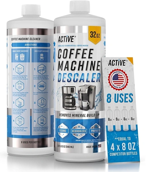 Coffee Machine Descaler Solution, 32oz (8 Uses), Compatible with Various Brands