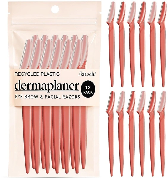 Kitsch Dermaplane Razor for Women, Eyebrow Trimmer, 12 pcs, Coral