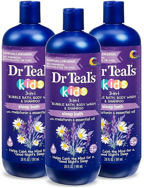 Dr Teal's Kids 3-in-1 Sleep Bath: Bubble Bath, Body Wash & Shampoo, 20 fl oz, 3 Pack