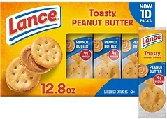 Lance Sandwich Crackers, Toasty Peanut Butter, 10 Packs, 6 Sandwiches Each