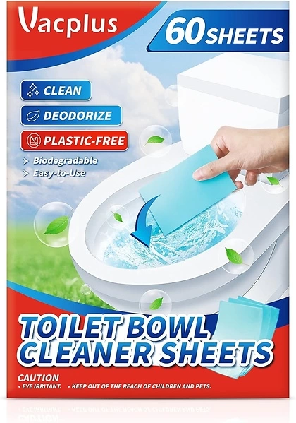 Vacplus Toilet Bowl Cleaners - Eco-Friendly Toilet Bowl Cleaner Strips, Plastic-Free Toilet Cleaning Strips, Pre-Measured & Biodegradable Cleaning Sti...
