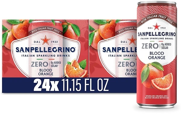 Sanpellegrino Zero Added Sugar Sparkling Orange & Blood Orange, 24 Pack, 11.15 oz Cans
