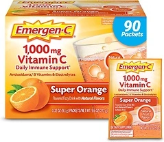 Emergen-C 1000mg Vitamin C Powder for Immune Support, Super Orange, 90 Count