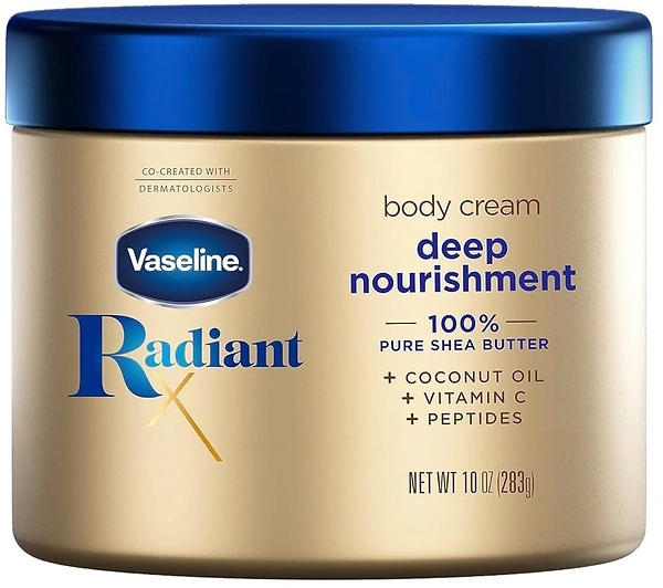 Vaseline Radiant X Deep Nourishment Body Cream, 10 oz, with Shea Butter & Coconut Oil