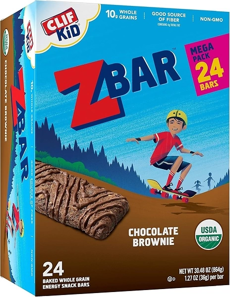 CLIF Kid Zbar, Chocolate Brownie, Soft Baked Whole Grain Snack Bars, 24 Count