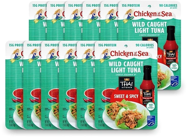 Chicken of the Sea Wild Caught Light Tuna, Sweet & Spicy, 2.5 Ounce, 12 Packets
