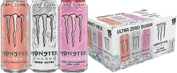 Monster Energy Ultra Variety Pack, Zero Ultra, Peachy Keen, 15 Pack