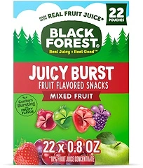 Black Forest Juicy Burst Fruit Flavored Snacks, Mixed Fruit, 0.8 oz, 22 ct