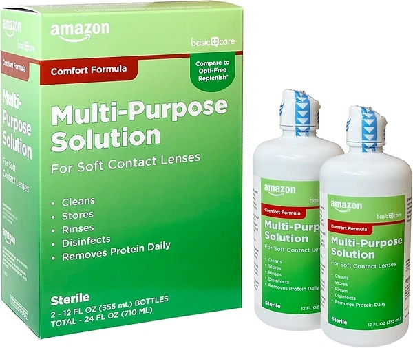 Amazon Basic Care Multi-Purpose Contact Solution - Comfort Formula, 12 fl oz, 2 Pack