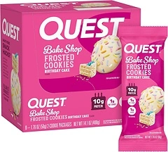 Quest Nutrition Frosted Cookies, Birthday Cake, 1g Sugar, 10g Protein, 8 Count