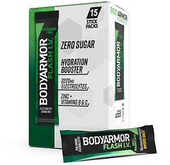 BODYARMOR Flash IV Electrolyte Packets, Cucumber Lime, Zero Sugar, 15 Count