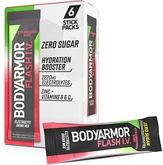 BODYARMOR Flash IV Electrolyte Packets, Strawberry Kiwi Drink Mix, 6 Count