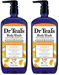 Dr Teal's Glow & Radiance Body Wash with Vitamin C & Citrus, 24oz, 2 Count