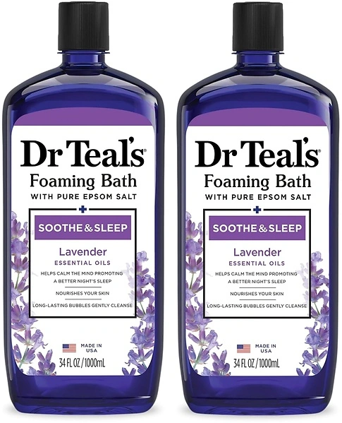Dr Teal's Foaming Bath with Epsom Salt, Soothe & Sleep Lavender, 34 fl oz, 2 Pack