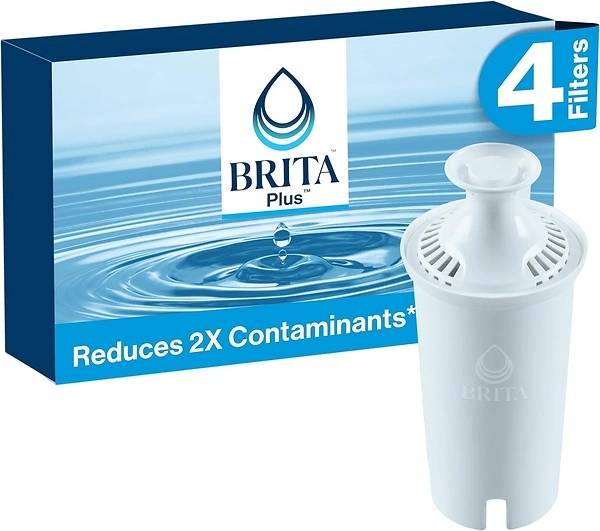 Brita Plus Water Filter, BPA-Free Replacement Filter, Reduces Contaminants, 4 Pack