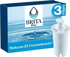 Brita Plus Water Filter, BPA-Free, Reduces 2x Contaminants*, 3 Filters