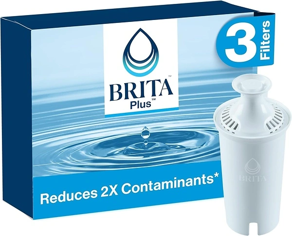 Brita Plus Water Filter, BPA-Free, Reduces 2x Contaminants*, 3 Filters