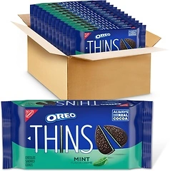 OREO Thins Mint Creme Chocolate Sandwich Cookies, 12 - 9.21 oz Packs