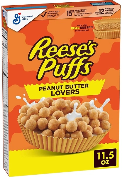REESE'S PUFFS Peanut Butter Lovers Cereal, Whole Grain, 11.5 oz
