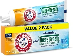 ARM & HAMMER Toothpaste Plus TheraBreath, ICY Mint Flavor, 5.5 Oz, 2 Pack