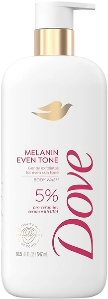 Dove Exfoliating Body Wash, Melanin Even Tone, 5 Pro-Ceramide Serum, 18.5 oz