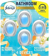 Febreze Bathroom Air Freshener, Odor-Fighting, Refresh & Energize, 4 Count