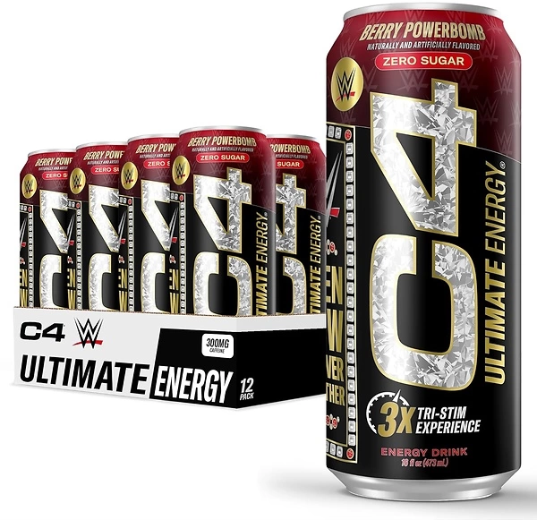Cellucor C4 Ultimate x WWE Pre Workout Energy Drink, Berry Powerbomb, 12 Pack