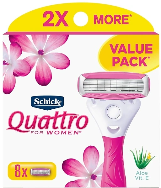 Schick Quattro Women's Razor Refills, Value Pack, 8 Count
