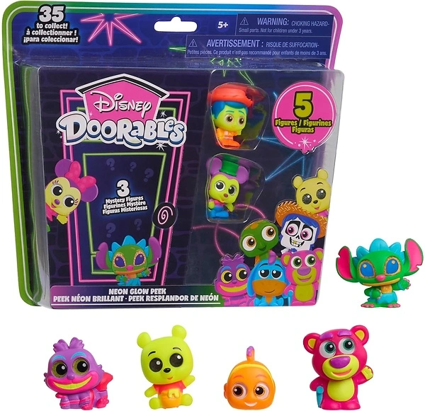 Just Play Disney Doorables Neon Glow Peek, Kids Toys for Ages 5 Up