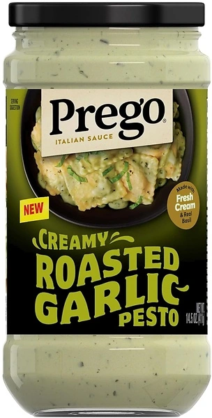 Prego Creamy Roasted Garlic Pesto Pasta Sauce, 14.5 oz Jar