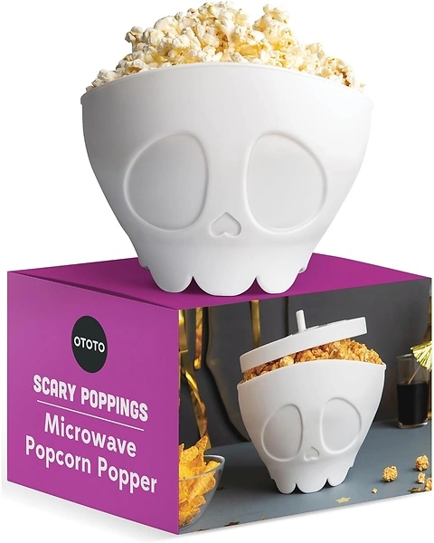 OTOTO Scary Poppings Microwave Popcorn Popper - Gothic Silicone Collapsible Bowl