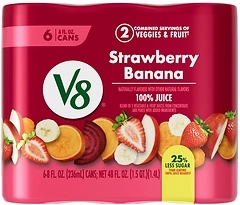 V8 Strawberry Banana 100 Fruit and Vegetable Juice, 8 fl oz Can (6 Pack)