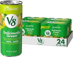 V8 Deliciously Green 100 Fruit and Vegetable Juice, 8 fl oz Can (6 Pack) (Case of 4)