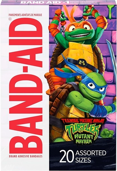 Band-Aid Adhesive Bandages, TMNT Characters, Kids, Toddlers, Assorted Sizes, 20 Ct