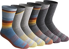Dickies Men's Dri-Tech Original Moisture Control Crew Socks, Blue Assort, 6 Pairs