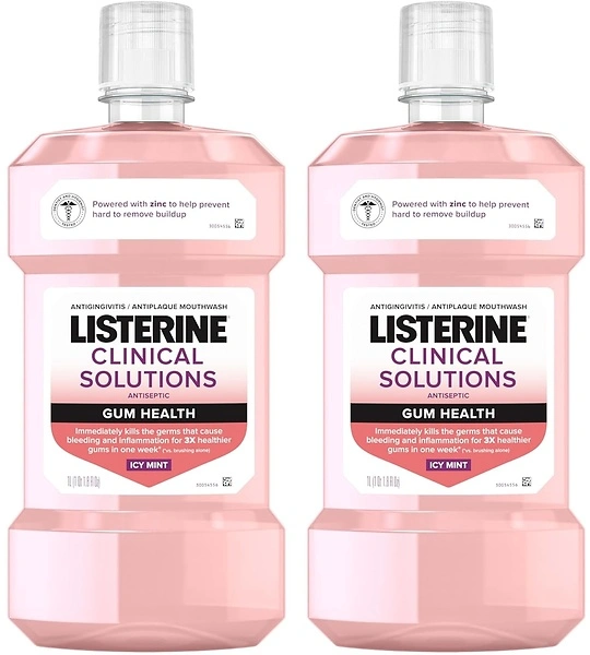 Listerine Clinical Solutions Gum Health Antiseptic Mouthwash, ICY Mint, 2 Pack