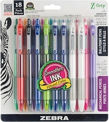 Zebra Pen Z-Grip Retractable Ballpoint Pen and Mechanical Pencil Set, 18-Pack