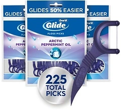 Oral-B Glide Peppermint Dental Floss Picks with Arctic Peppermint Oil, 75 Count