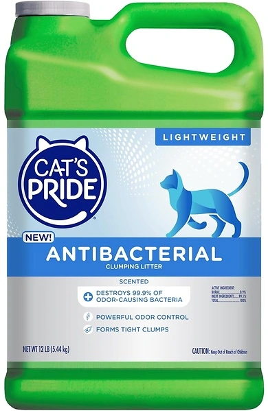 Cat's Pride Antibacterial Cat Litter, Destroys 99.9% Odor-Causing Bacteria, 12 lbs