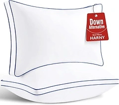 HARNY Bed Pillows for Sleeping, Queen Size, Set of 2, Down Alternative Microfiber
