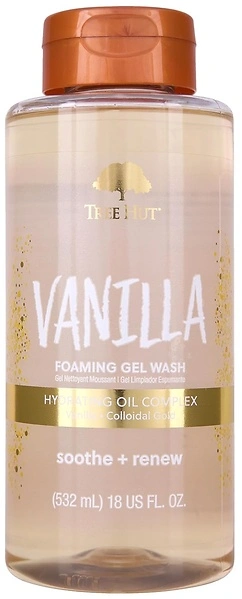 Tree Hut Vanilla Foaming Gel Wash, Hydrating Body Wash with Shea Butter, 18 fl oz