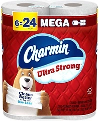 Charmin Ultra Strong Toilet Paper 6 Mega Rolls, 220 Sheets Per Roll