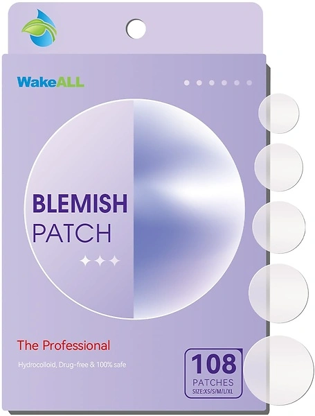 Pimple Patches for Face, 5 Sizes (8, 10, 12, 14, 16mm), 108 pcs Hydrocolloid