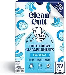 Cleancult Toilet Bowl Cleaner Sheets, Dissolvable, 32 Uses, Sea Spray Scent
