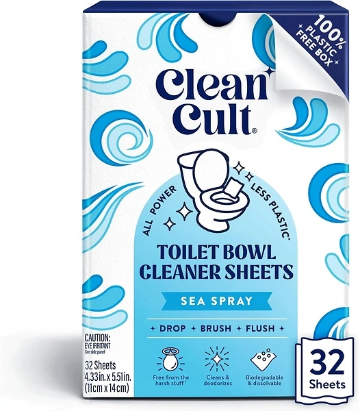 Cleancult Toilet Bowl Cleaner Sheets, Dissolvable, 32 Uses, Sea Spray Scent