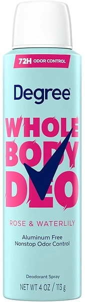 Degree Women Whole Body Deodorant Spray, Rose & Waterlily, Aluminum Free, 4 oz