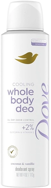 Dove Aluminum-Free Coconut Vanilla Deodorant Spray, 4 oz, 72h Odor Control